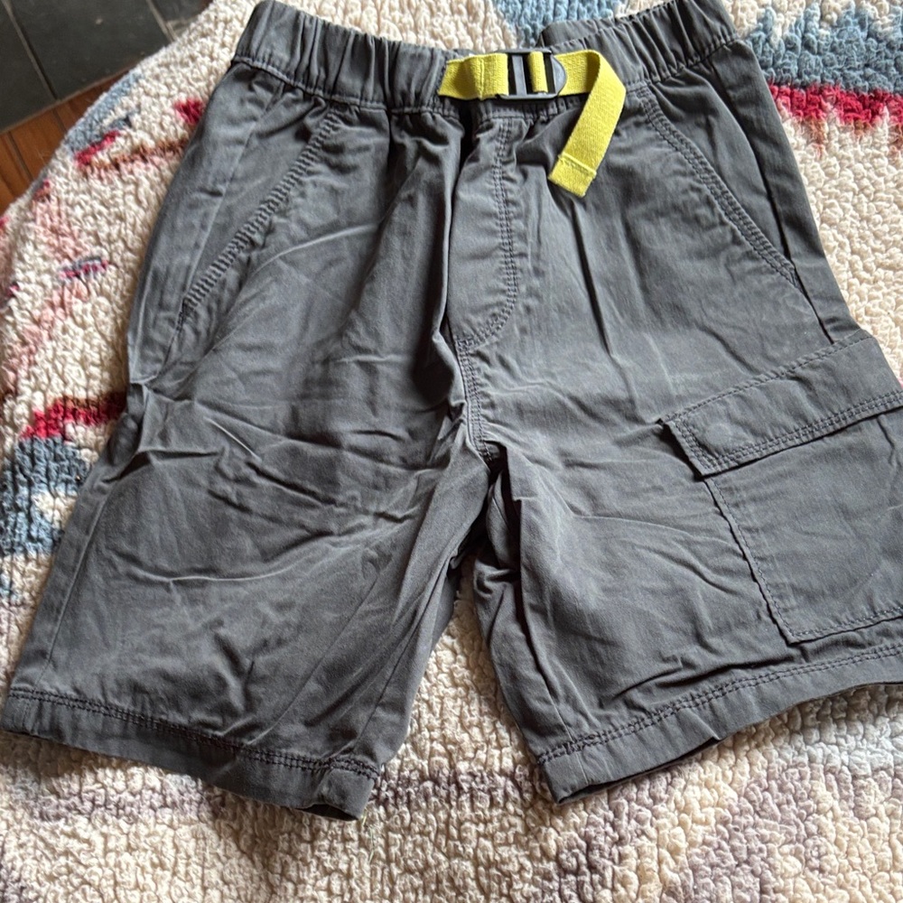 Hanna Andersson Gray Cargo Shorts with Yellow Accent